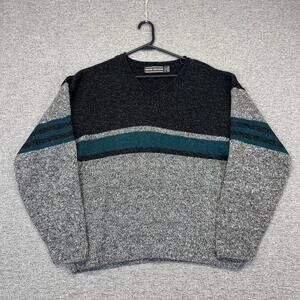vintage 90s david taylor acrylic sweater chest stripe concrete wash USA Made